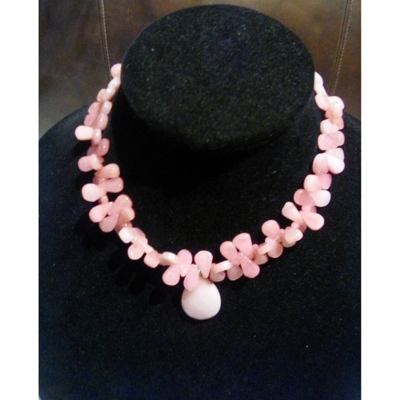 Beautiful Rose Quartz Gemstone Necklace (Stone of LOVE) with Sterling Silver - Picture 1 of 6